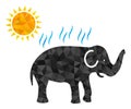 Elephant Under Sun Heat Triangle Filled Icon