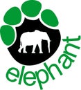 Elephant vector icon. Footprint elephant
