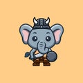 Elephant Viking Cute Creative Kawaii Cartoon Mascot