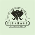 elephant vintage minimalist logo vector illustration design,logo badge line design