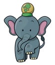 Elephant Walking On Circus Cartoon Color Illustration Royalty Free Stock Photo