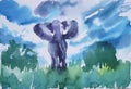 Elephant water color painting