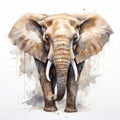 African Elephant Watercolor Illustration With Street Art Elements