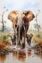 Elephant in watercolor style. Created with Generative AI