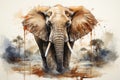 Elephant in watercolor style. Created with Generative AI