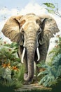 Elephant in watercolor style. Created with Generative AI