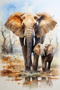 Elephant in watercolor style. Created with Generative AI