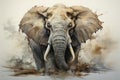 Elephant in watercolor style. Created with Generative AI