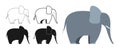 Elephant wild animal cartoon style set African or Indian cute symbol flat funny abstract character Royalty Free Stock Photo