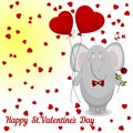 The elephant wishes happy Valentine's day. Royalty Free Stock Photo