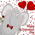 The elephant wishes happy Valentine's day. Royalty Free Stock Photo