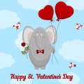 The elephant wishes happy Valentine's day. Royalty Free Stock Photo