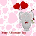 The elephant wishes happy Valentine's day. Royalty Free Stock Photo