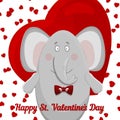 The elephant wishes happy Valentine's day. Royalty Free Stock Photo