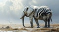 Elephant with Zebra Stripes - AI Generated Royalty Free Stock Photo