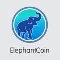Elephantcoin Digital Currency. Vector ELP Graphic Symbol.