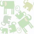 Elephants abstract nature seamless pattern. It is located in swatch menu, vector image. African animals pattern