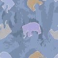 Elephants on abstract pattern, vector