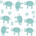 Elephants abstract seamless nature pattern in vector. It is located in swatch menu