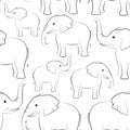 Elephants Contours, Seamless