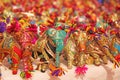 Elephants figurines from textiles hand embroidery. Gift souvenir India