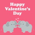 Elephants in love on pink background