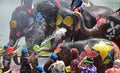 Elephants play water battle during Songkran Royalty Free Stock Photo