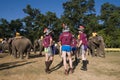 Elephants polo players during elephants polo, Nepal Royalty Free Stock Photo