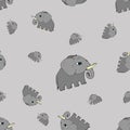 Vector illustration. Elephants seamless pattern. Hand drawing