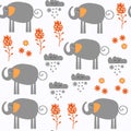 Elephants seamless pattern. Pattern located in swatch menu, vector image Royalty Free Stock Photo