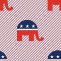 Elephants seamless pattern on red and blue.