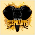Elephants - sport club team symbol. Safari hunt badge of yellow, elephant tusk.