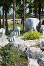 Elephants statue in the garden.