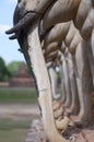 Elephants statue of Wat Chang Lom in Sukhothai Historical Park Royalty Free Stock Photo