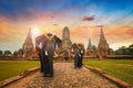 Elephants at Wat Chaiwatthanaram temple in Ayuthaya Royalty Free Stock Photo