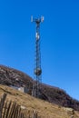 elephone antenna, blue sky and white clouds in Ushguli, Svaneti, Georgia Royalty Free Stock Photo