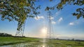 Eletric tower in the rice field from mengwi district badung regency