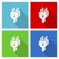 Eletricity, energy, power, plug icon set,vector illustration in eps 10, web buttons in 4 colors options
