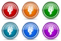 Eletricity, energy, power, plug silver metallic glossy icons, set of modern design buttons for web, internet and mobile