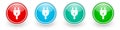Eletricity, energy, power, plug vector icons, colorful glossy buttons on white