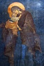 The Eleusa - blessed Virgin Mary and Child. Ancient painted fresco of the Church of the Holy Saviour in Chora in Istanbul, Turkey Royalty Free Stock Photo