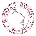 Eleuthera round rubber stamp with island map.