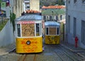 Elevador da Gloria vintage funicular railway with graffiti Lisbon Portugal. Royalty Free Stock Photo