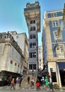 Elevador de Santa Justa, neo-gothic wrought iron transport vertical lift, built in 1901, Lisbon, Portugal Royalty Free Stock Photo