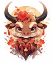 Elevate Prosperity: Chinese New Year with Golden Ornament Animal Zodiac Ox, Symbolic Festive Decor Royalty Free Stock Photo