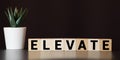 Elevate word written on wood block Royalty Free Stock Photo