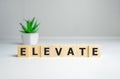 Elevate word written on wood block. Business concept Royalty Free Stock Photo