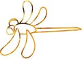 Gilded Elegance - Intricate Gold Dragonfly Digital Painting Clipart