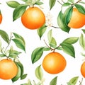 Watercolor Tangerine Seamless Pattern Stylish Wallpaper