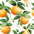 Watercolor Tangerine Seamless Pattern Stylish Wallpaper